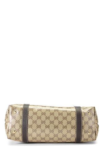 Gucci, Pre-Loved Orignal GG Crystal Canvas D-Ring Abbey Zip Tote, Brown