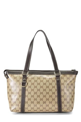 Gucci, Pre-Loved Orignal GG Crystal Canvas D-Ring Abbey Zip Tote, Brown