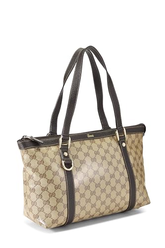 Gucci, Pre-Loved Orignal GG Crystal Canvas D-Ring Abbey Zip Tote, Brown