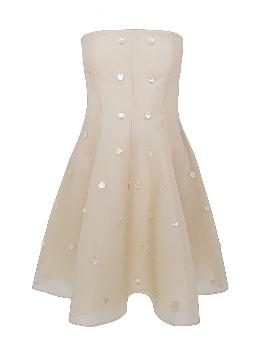 Azeeza, Sable Organza Fit & Flare Minidress, X-Small, Pearl
