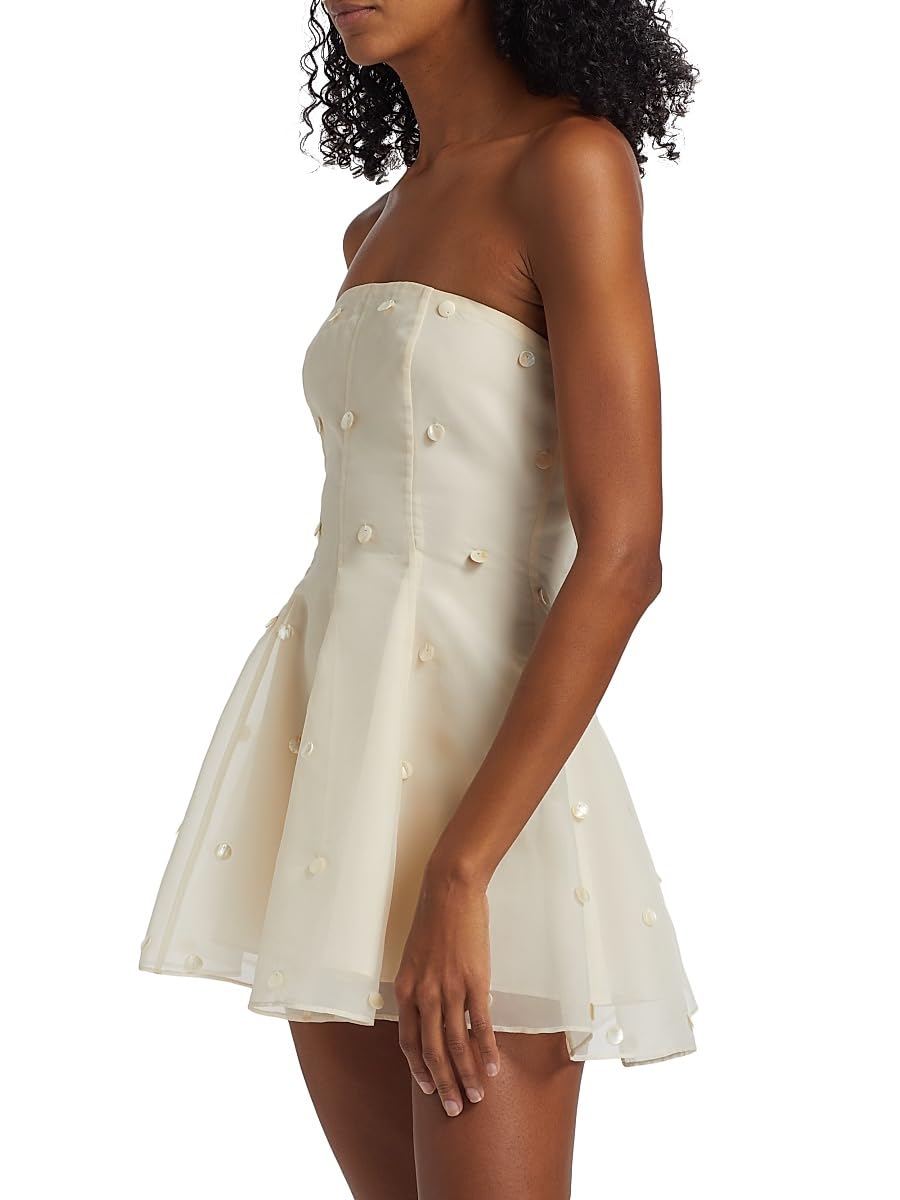 Azeeza, Sable Organza Fit & Flare Minidress, X-Small, Pearl