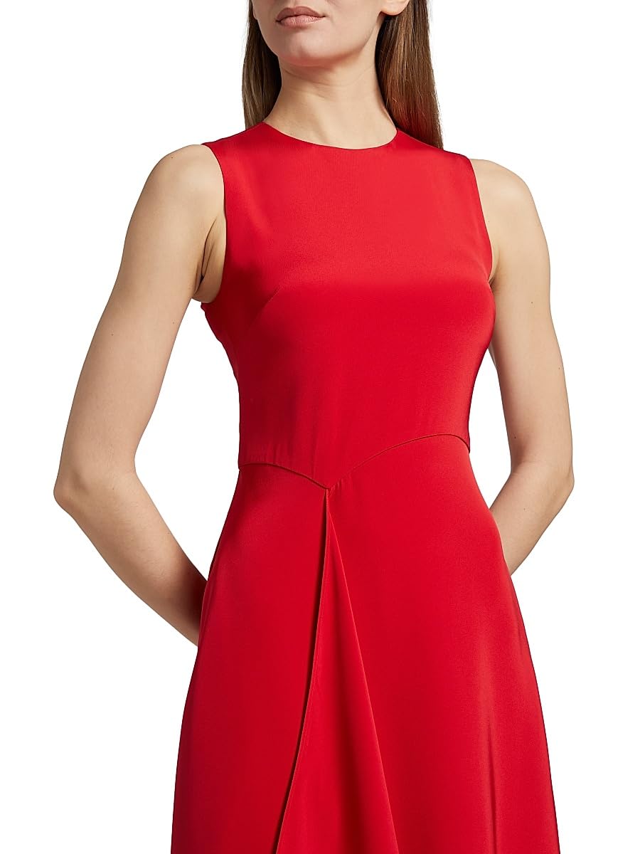 Adam Lippes, Lynn Draped Silk Midi-Dress, 4, Poppy