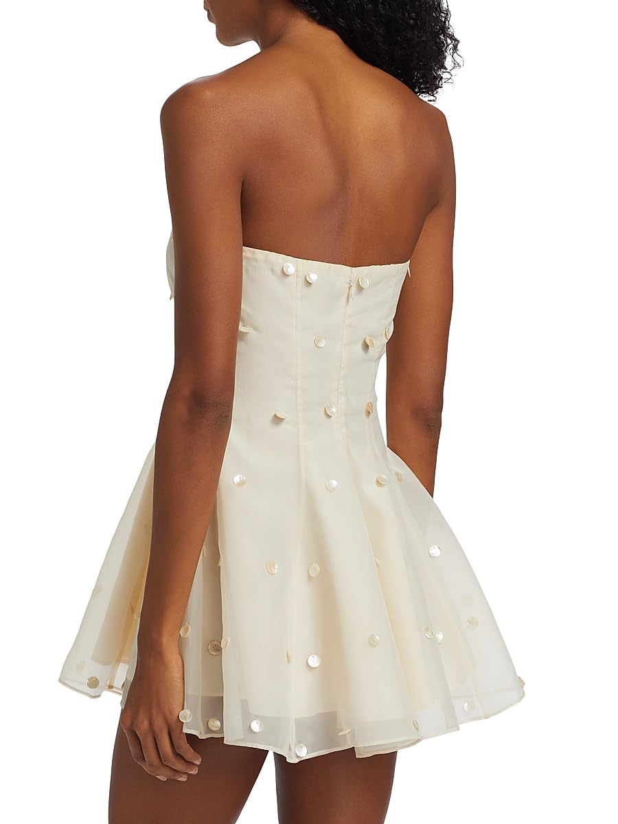 Azeeza, Sable Organza Fit & Flare Minidress, X-Small, Pearl
