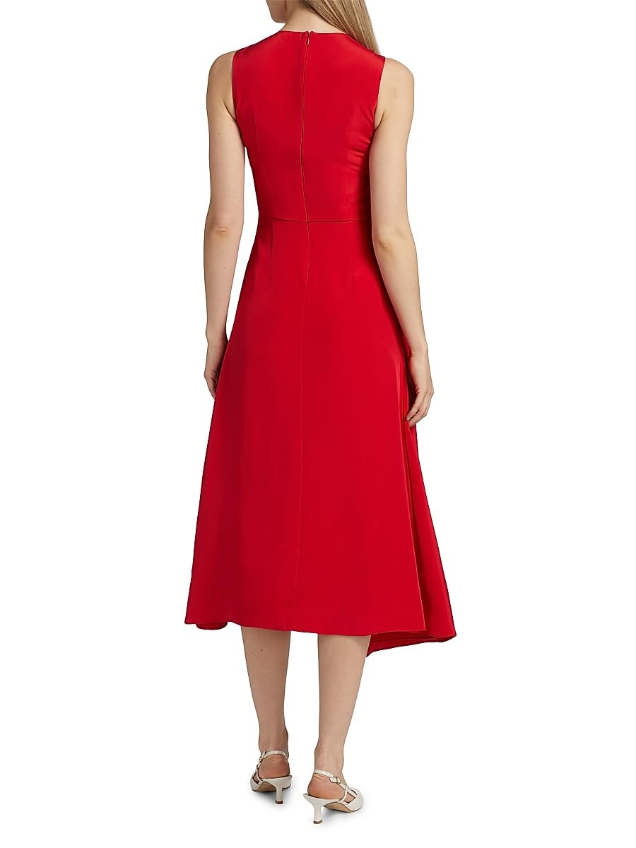 Adam Lippes, Lynn Draped Silk Midi-Dress, 4, Poppy