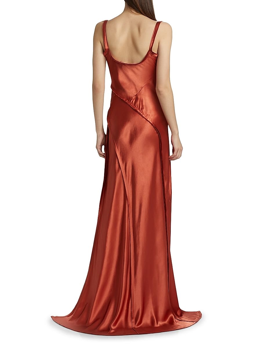 Jason Wu Collection, Crinkled Satin Bias Slip Gown, 4, Pink Ginger