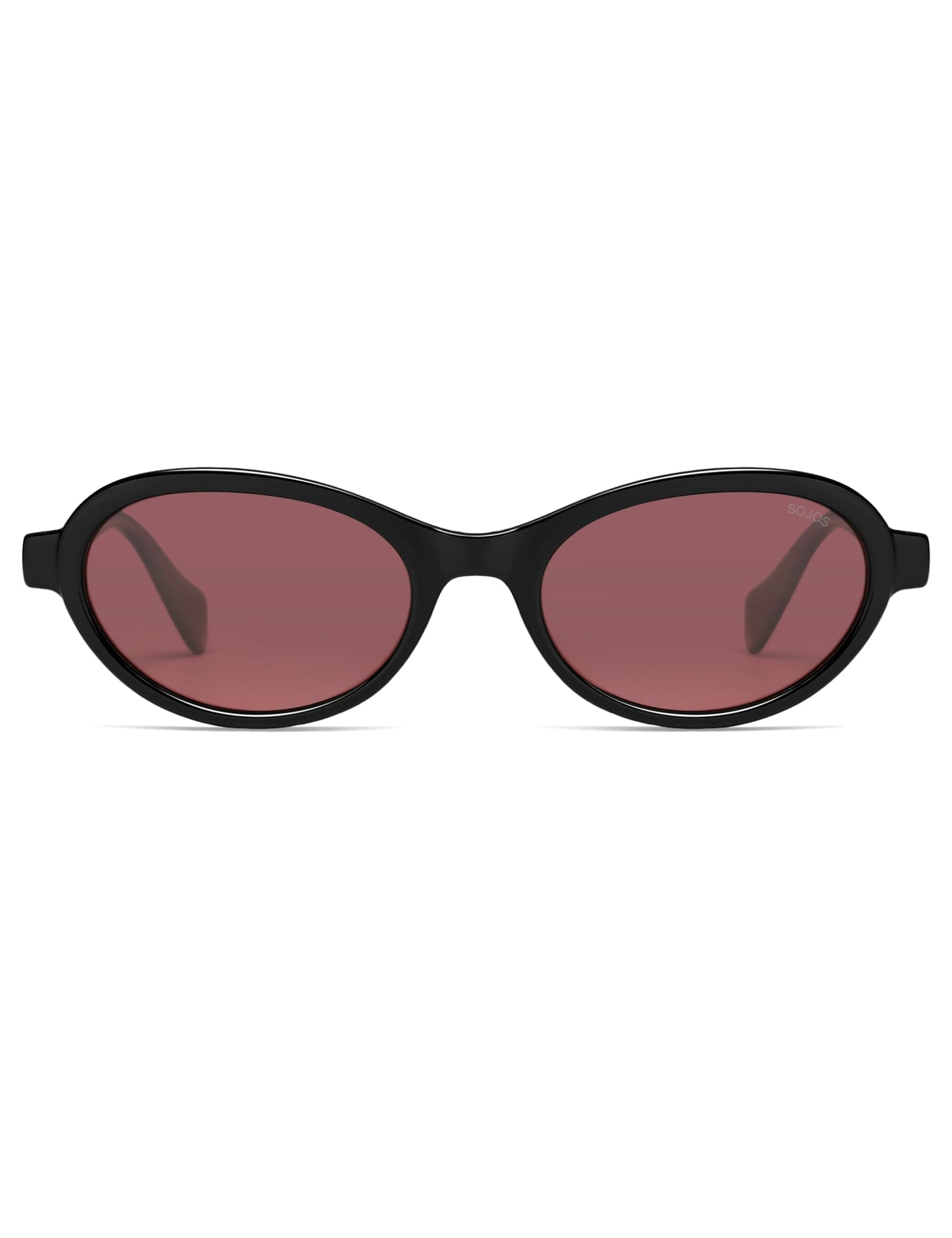 SOJOS Ocean Collection Polarized Retro Oval Small Sunglasses Womens Recycled Plastic Frame Eco-Friendly UV400, Echo, Black/Burgundy