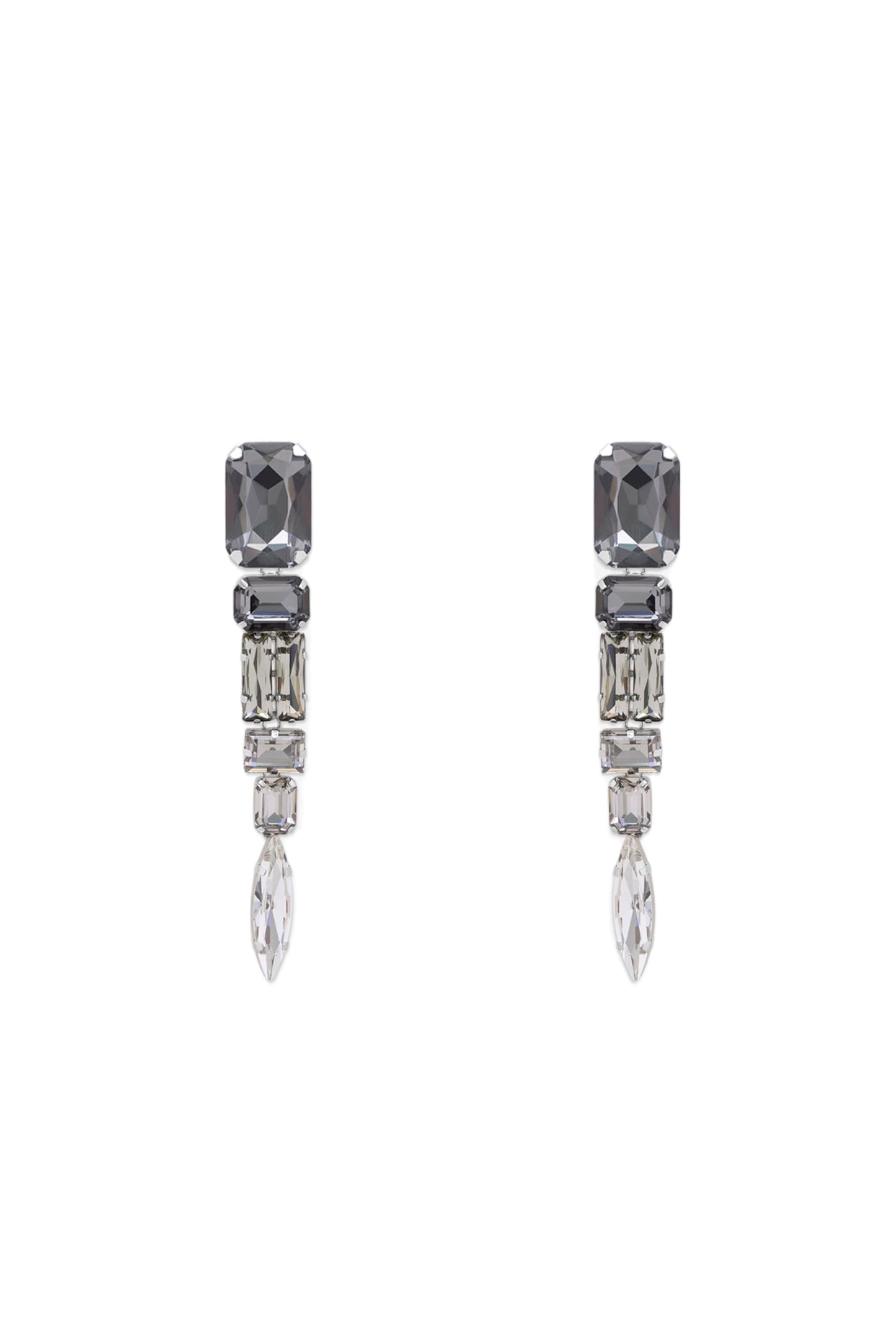 AREA, Ombre Crystal Drop Earrings, O/S, Ombre Grey
