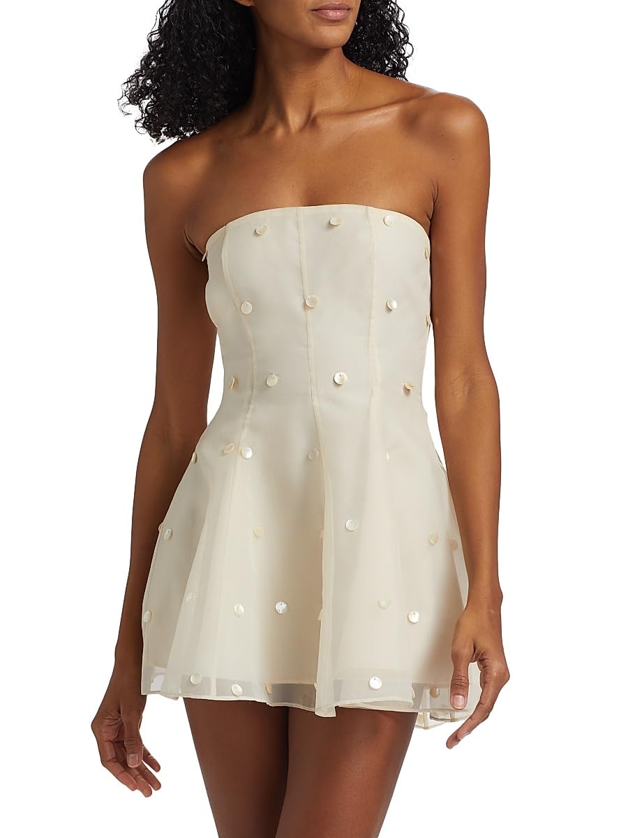 Azeeza, Sable Organza Fit & Flare Minidress, X-Small, Pearl