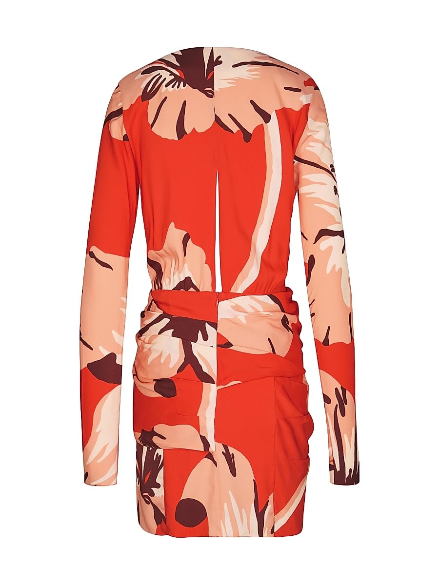 Johanna Ortiz, Micaela Gangaway Floral Jersey Minidress, 2, Red Light Pink Wine Ecru