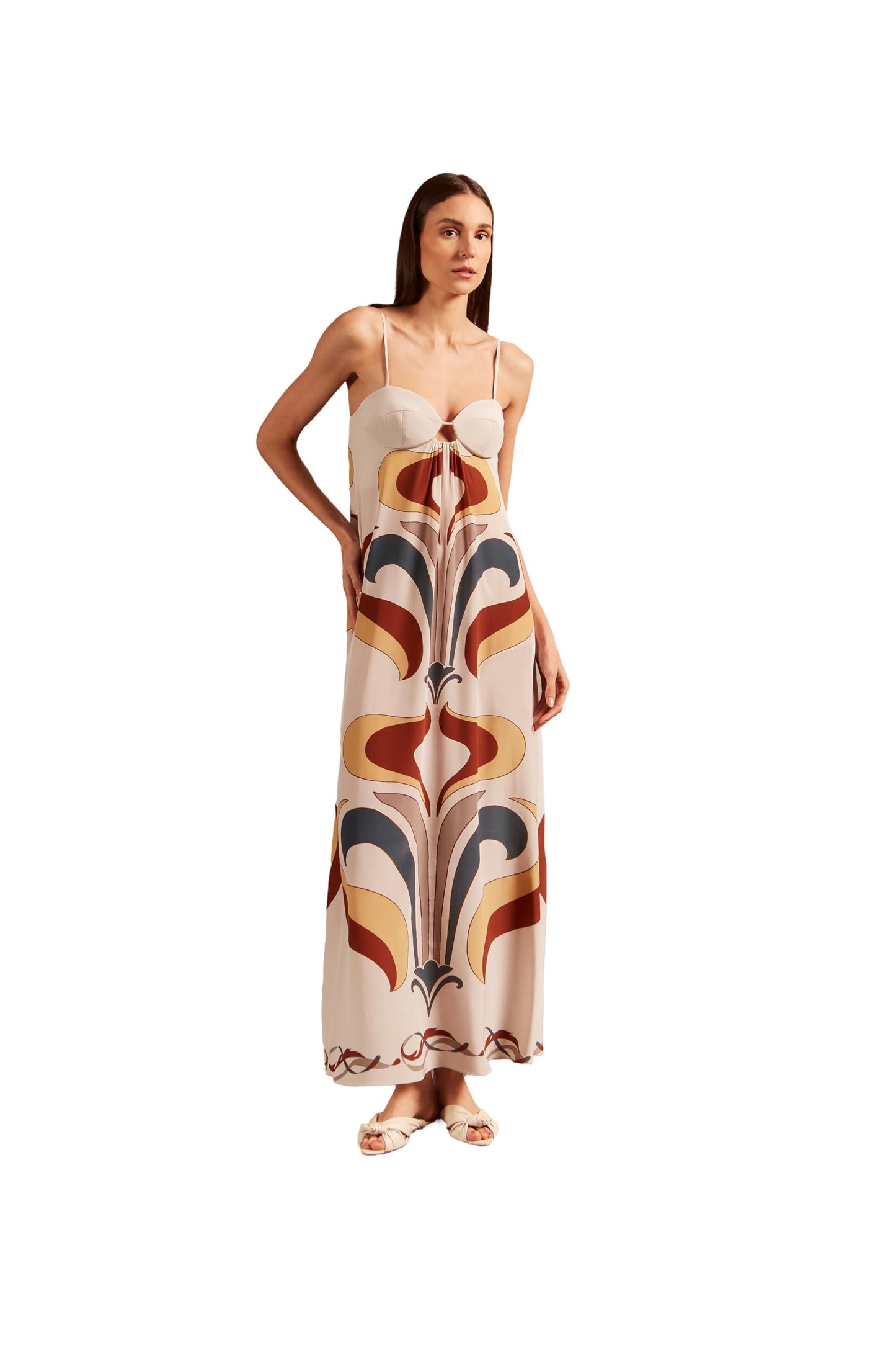 Adriana Degreas, Vintage Lily Long Dress With Straps, M, Off White
