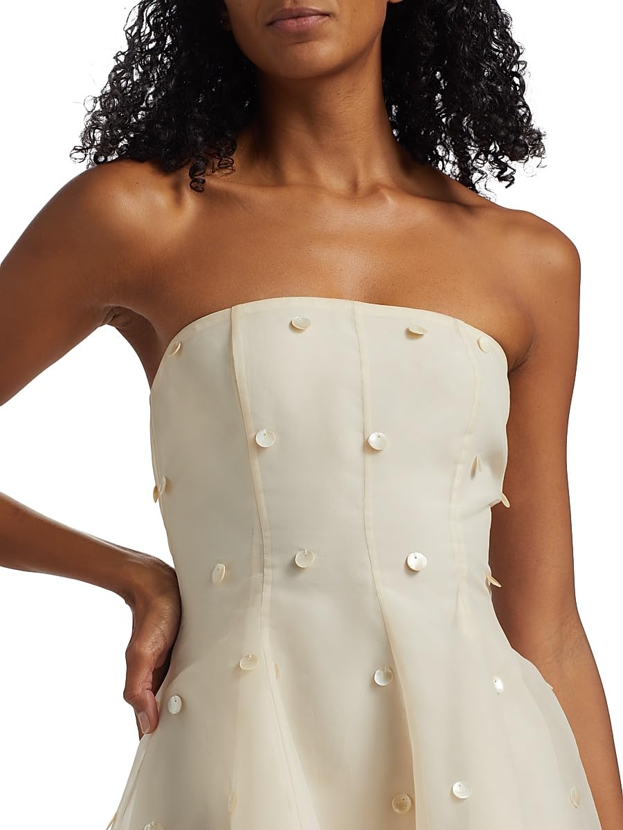 Azeeza, Sable Organza Fit & Flare Minidress, X-Small, Pearl