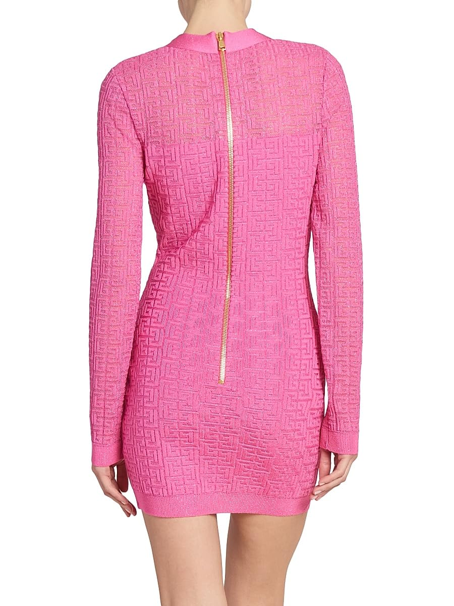 Balmain, Logo Knit Bodycon Minidress, 34 (2), Pink Silver