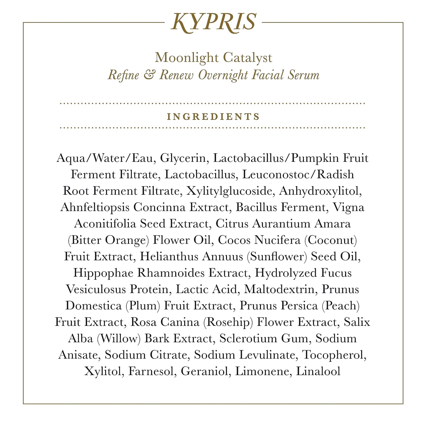 KYPRIS, Moonlight Catalyst - Refine & Renew Overnight Facial Serum, Gentle Herbal Alternative to Retinoids No Vitamin A (1.59 fl oz / 47 ml)