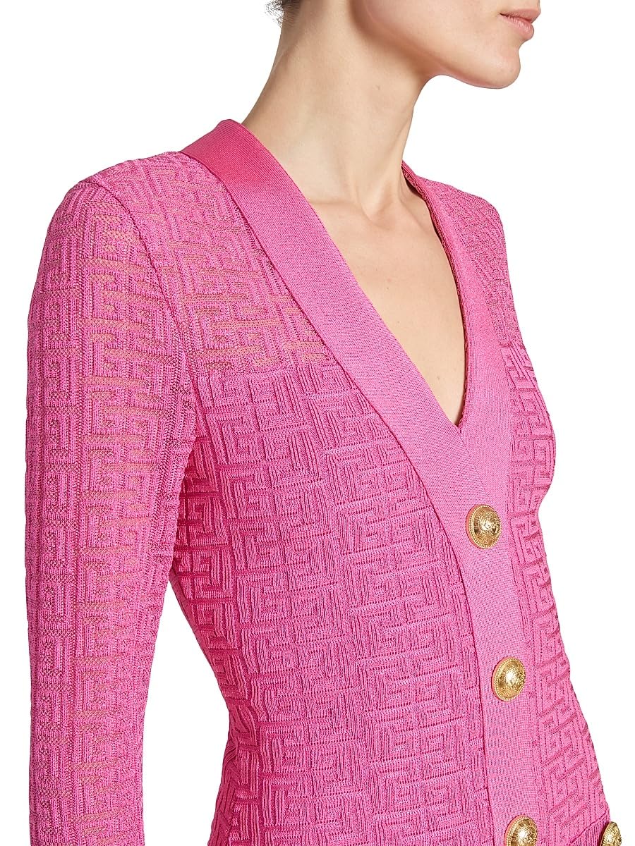Balmain, Logo Knit Bodycon Minidress, 34 (2), Pink Silver