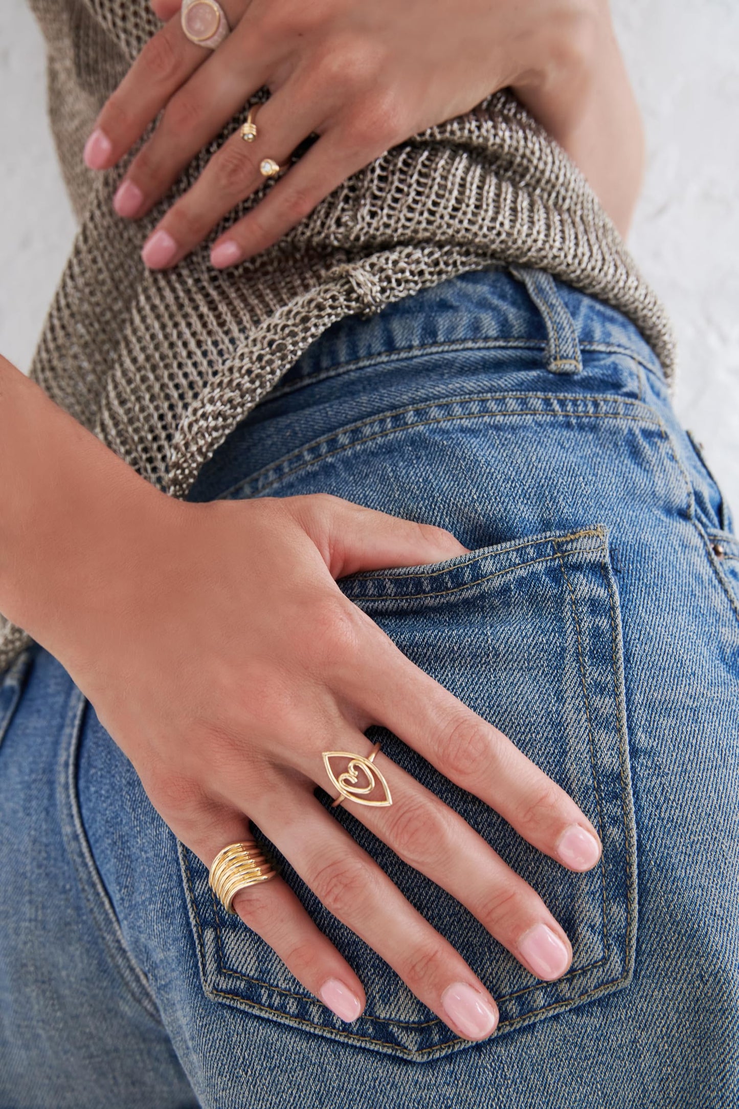 Beck, La Ola Wave Ring, 3.5, Gold