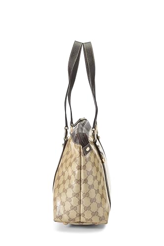 Gucci, Pre-Loved Orignal GG Crystal Canvas D-Ring Abbey Zip Tote, Brown