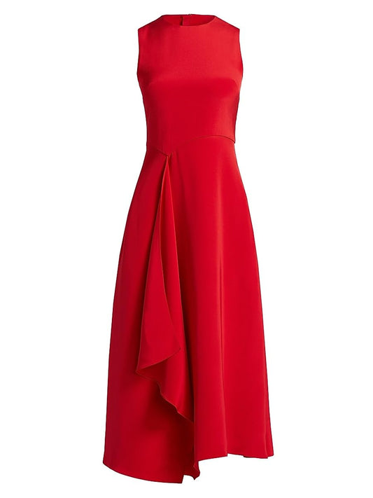Adam Lippes, Lynn Draped Silk Midi-Dress, 4, Poppy