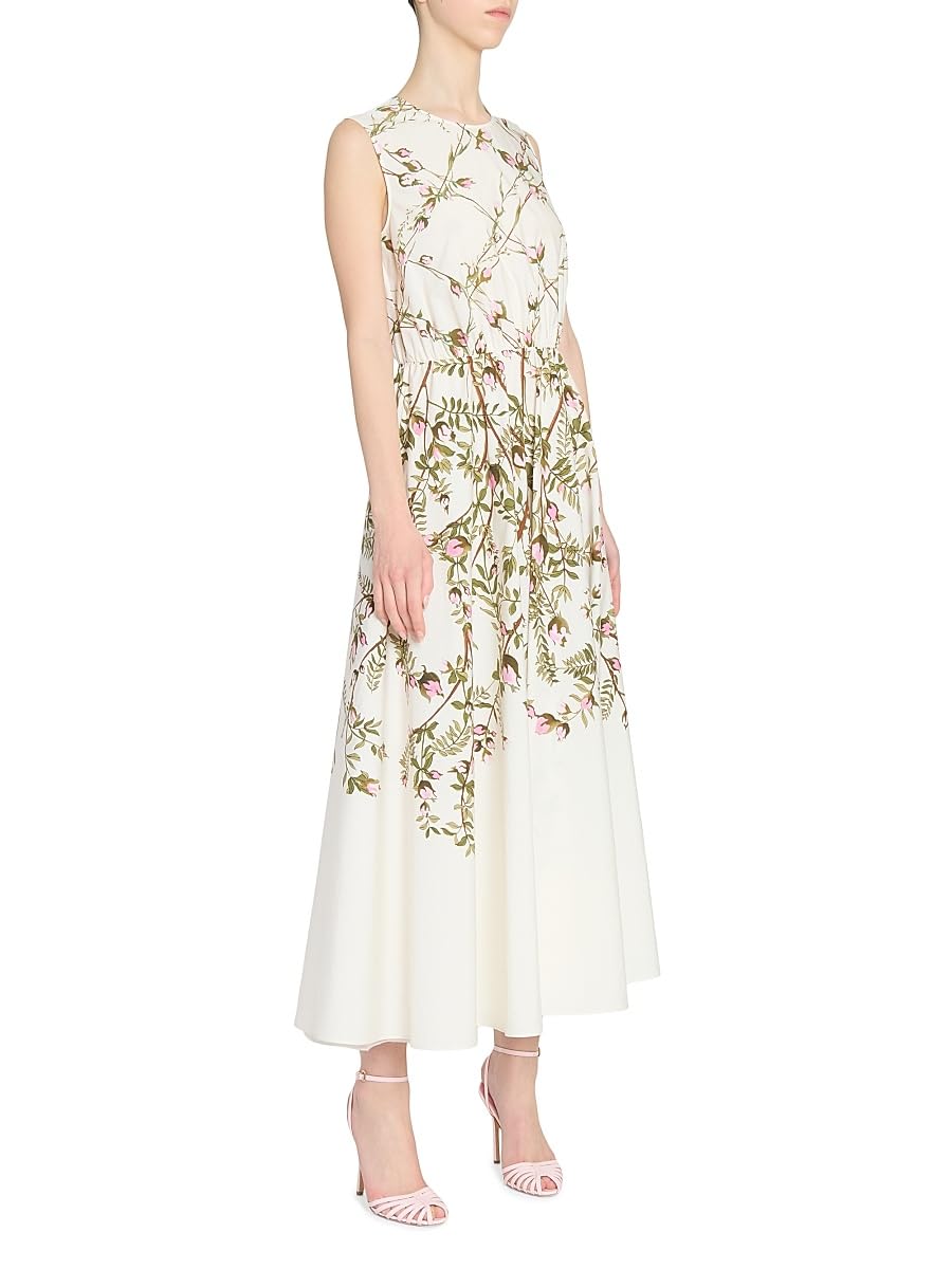 Giambattista Valli, Floral Cotton Poplin Midi-Dress, 46 (10), Rose Multi