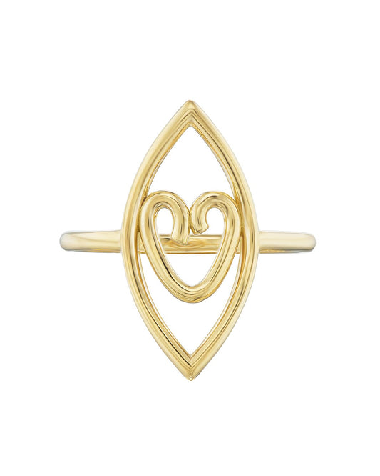 Lorraine West, Vertical Eye Heart Ring, Gold