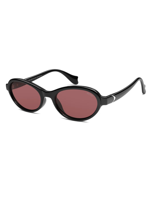 SOJOS Ocean Collection Polarized Retro Oval Small Sunglasses Womens Recycled Plastic Frame Eco-Friendly UV400, Echo, Black/Burgundy