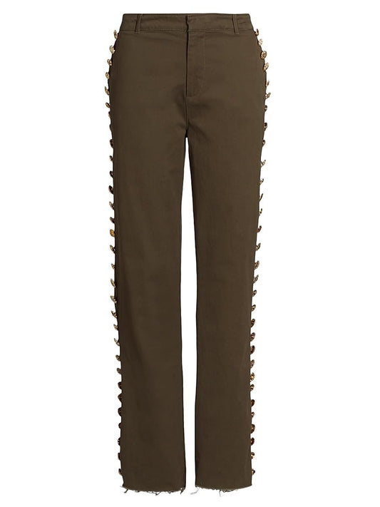 Libertine, Button Luxe Stretch Chinos, X-Small, Dark Olive