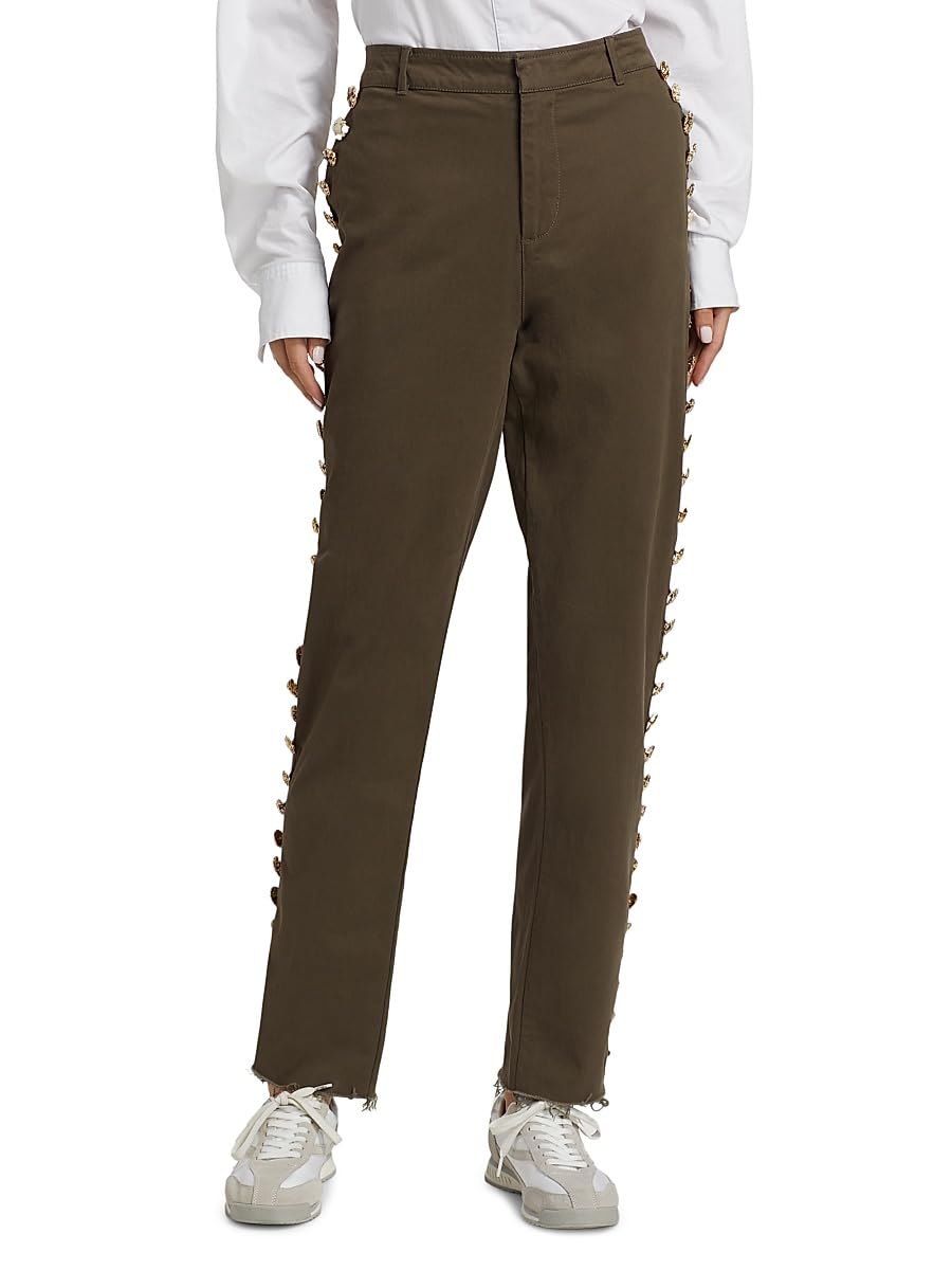 Libertine, Button Luxe Stretch Chinos, X-Small, Dark Olive