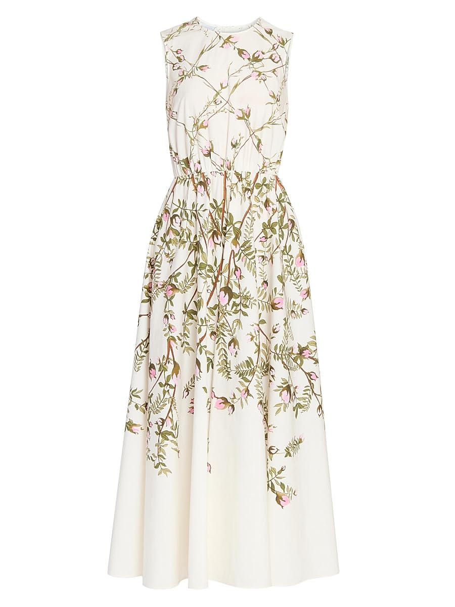 Giambattista Valli, Floral Cotton Poplin Midi-Dress, 46 (10), Rose Multi