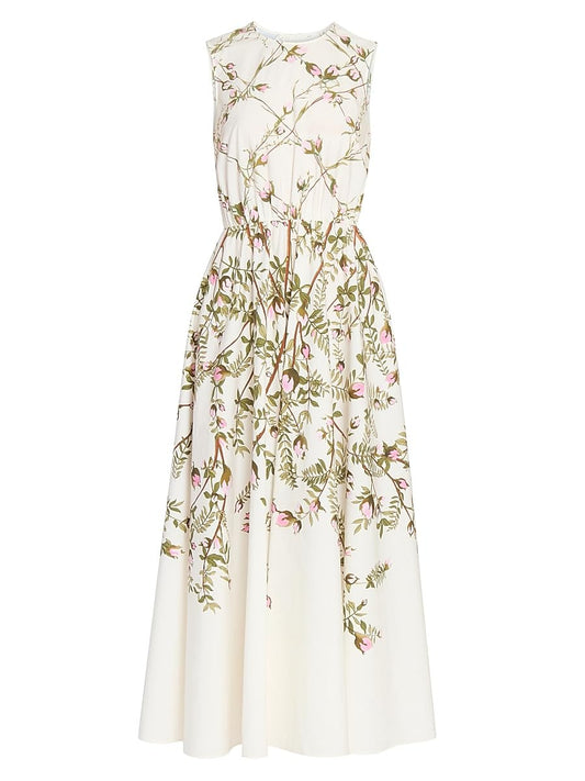 Giambattista Valli, Floral Cotton Poplin Midi-Dress, 46 (10), Rose Multi