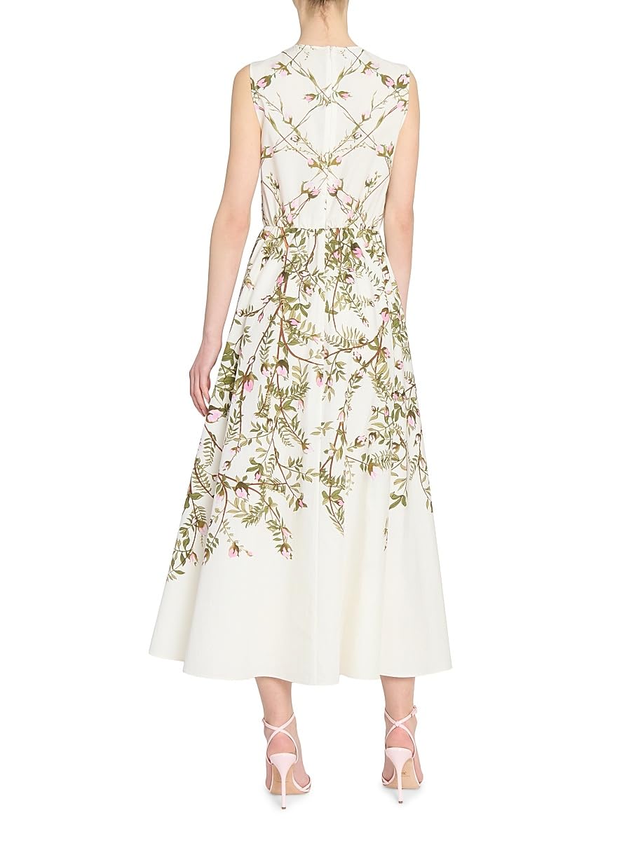 Giambattista Valli, Floral Cotton Poplin Midi-Dress, 46 (10), Rose Multi